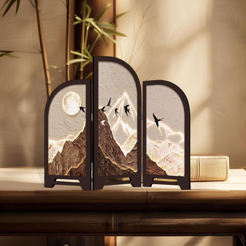 3 Panel Divider Table Screen for Feng Shui Decoration In Living Room