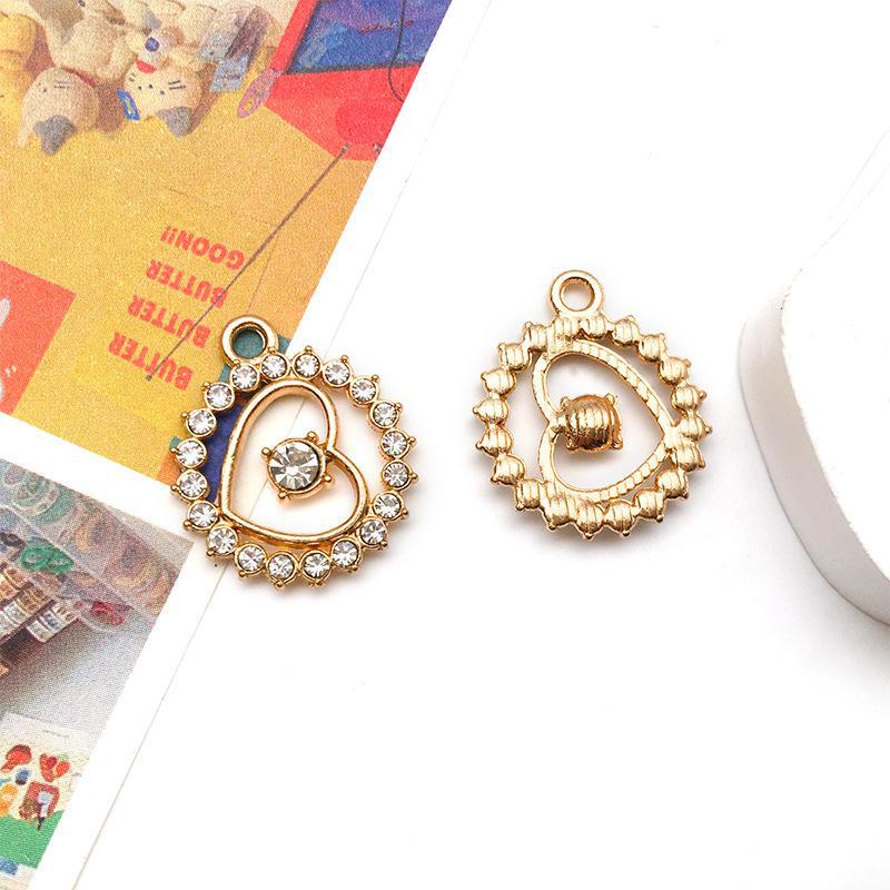 Wisiorek w kształcie serca z 15-punktowym diamentem i kolczyki na Walentynki - Ręcznie robione akcesoria do biżuterii DIY w kształcie serca z kroplą oleju