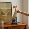 Bauhaus Striped Cat Ornament, Niche Luxury Desktop Statue, Modern Colorful Home Soft Decor for Living Room Entryway Sideboard