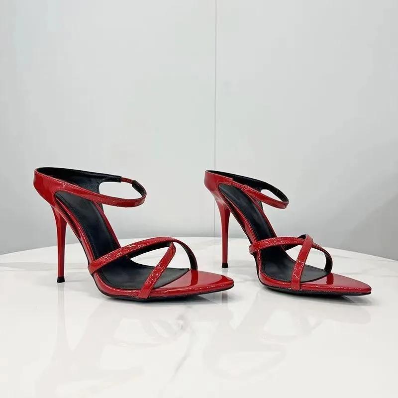 Damskie Super Wysokie Cienkie Obcasy Czółenka Kobieta Sandały z Paskami Krzyżowanymi na Kostce Buty Damskie Szpiczaste Czubki Wysokie Obcasy Buty na Imprezę