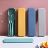 3In1 Wheat Straw Dinnerware Set Portable Reusable Cutlery Sets Knife Fork Spoon Chopsticks Travel Utensil Box Camping Tableware