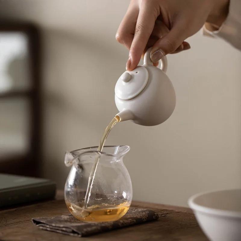100ml Cherish White Matte Glazed Teapot Luxury Tea Infuser Pot Tea Maker Kettle With Ball Hole Dahongpao Drinkware Gift Supplies
