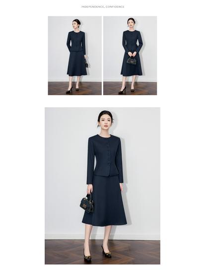 Leichter Luxus Zweiteiler: Elegante Jacke + High-End Halbrock für den Arbeitsweg