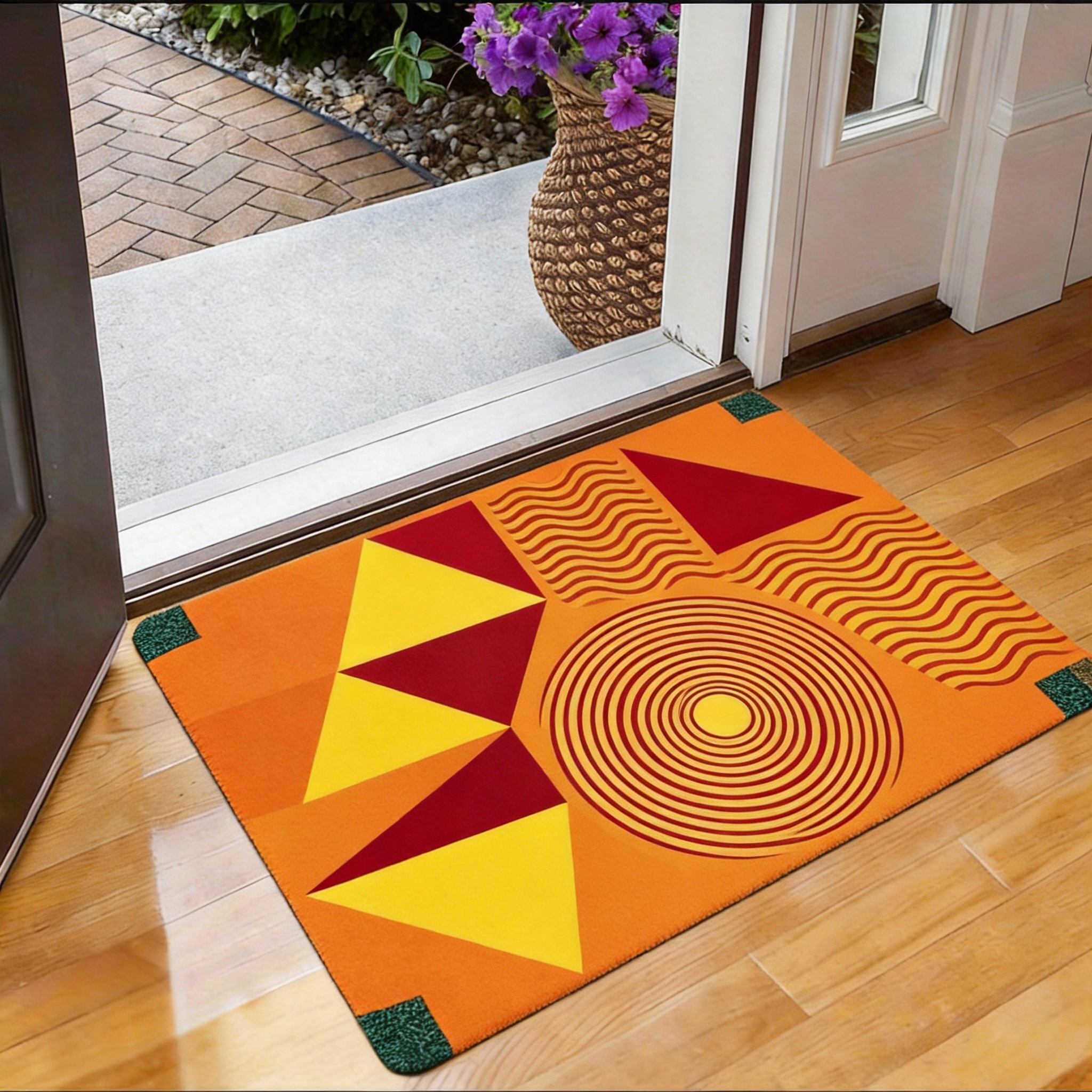 Kleurrijk Abstract Deurmat 1 Stuk – Moderne Geometrische Vloermat met Gedurfd Kunstontwerp, Binnen Entreekleed voor Voordeur en Hal 40x60cm16x24in orange