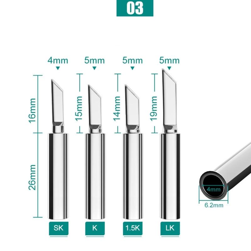 Soldering Bits Alloy Plating Tip Set Suitable for 936 Welding Iron Head Tip