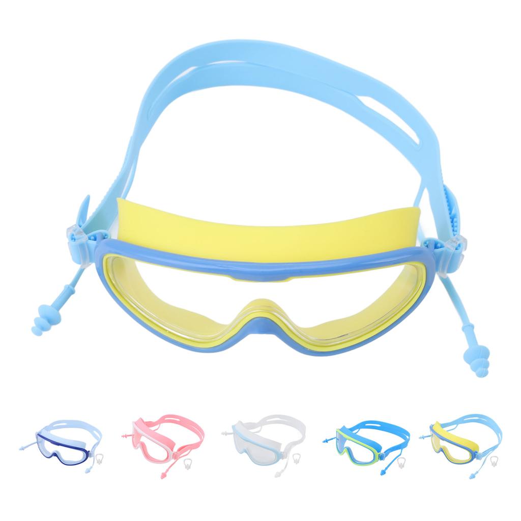 Kids Swimming Goggles Large Frame Waterproof Non Fog HD Swim Supplies with Nose Clip