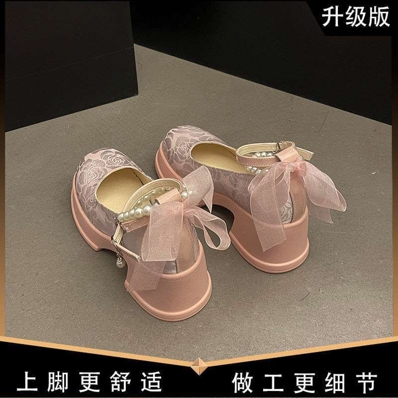 National Style Mary Jane Women's Shoes, Fairy Style with Skirt Single Shoes, New Height-increasing Shallow Mouth Single Shoes In Spring and Summer 202