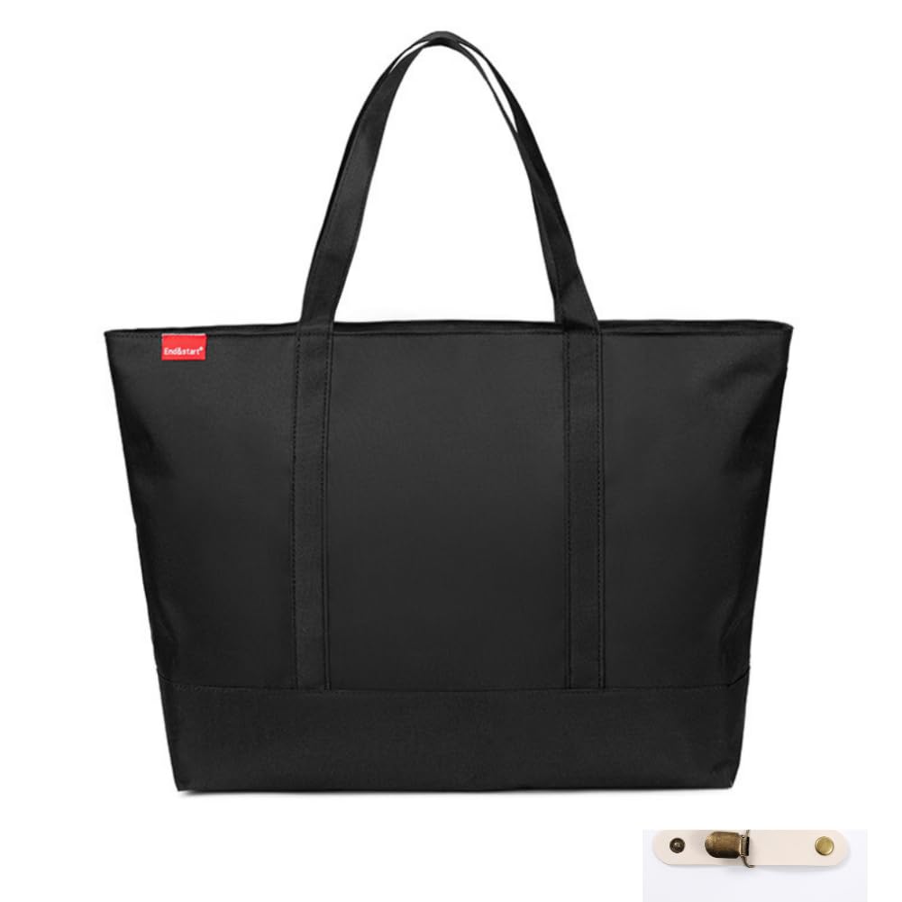 

Сумка-тоут большой вместимости однотонная вода деловая сумка с белым рюкзаком, черная, водоотталкивающая, Оксфорд, легкая, простая, 2-сторонняя, горизонтальная, черная,