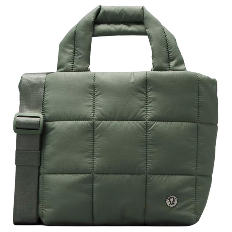 Lululemon Quilted Grid 5L Removable Shoulder Strap Nylon Tote Bag Unisex Tote Bag Gray Eucalyptus LW9EFAS-GREU Gray Eucalyptus
