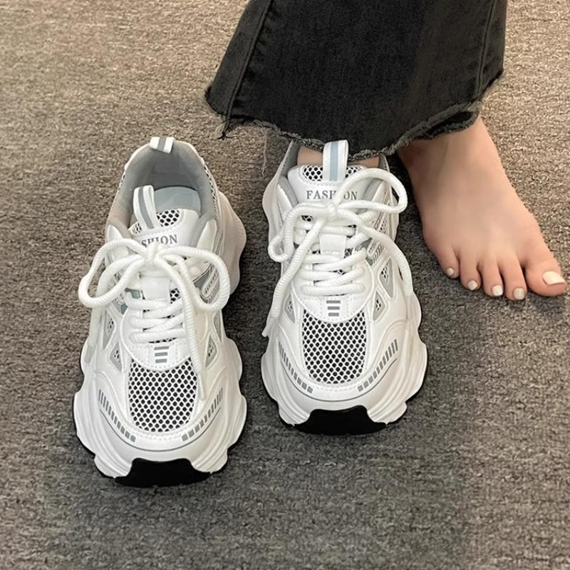 

Women s Summer New Thick soled Height Increasing Mesh Breathable Lightweight Sports Leisure Shoes Fashionable Comfortable shoes 39 білий