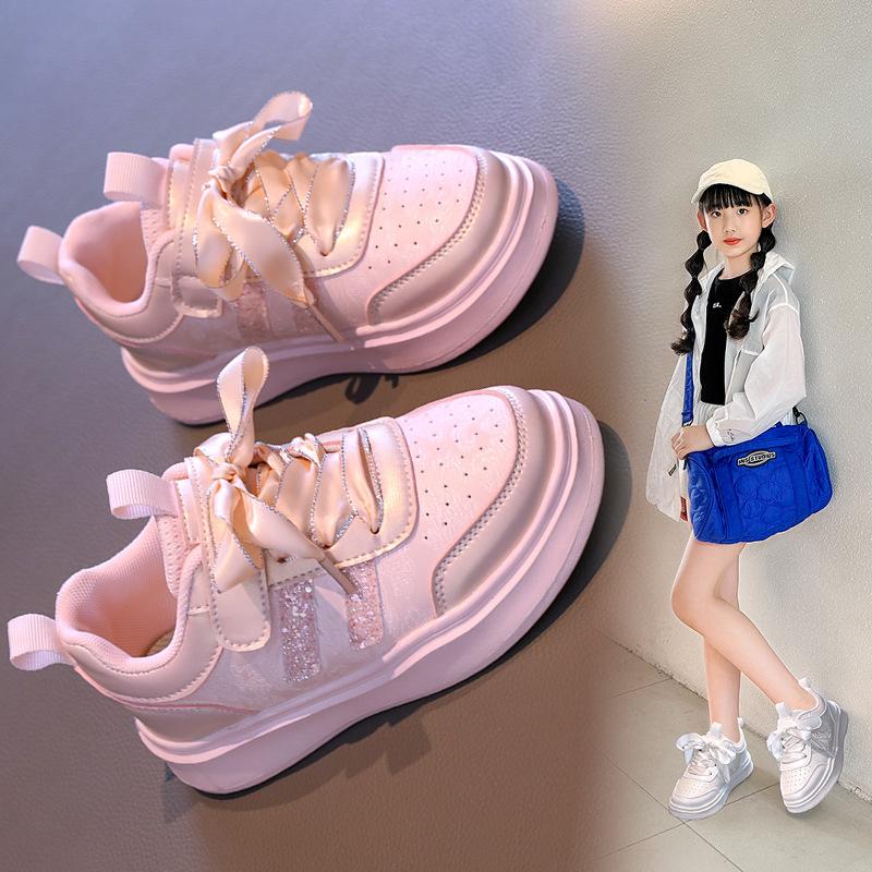 Girls shoes sneakers 2025 new autumn children's leather breathable board shoes girls spring and autumn fashion trendy shoes older children