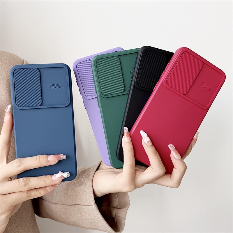 Slide Camera Lens Protection Case For Samsung S21 S22 S23 S24 FE S25 Ultra Plus A56 A55 A06 A52S A34 A16 A73 A21S A36 Soft Cover