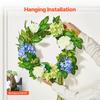 Künstlicher Dekorativer Kranz 23 Zoll in Blau Weiß Grün mit Hortensien Rosen