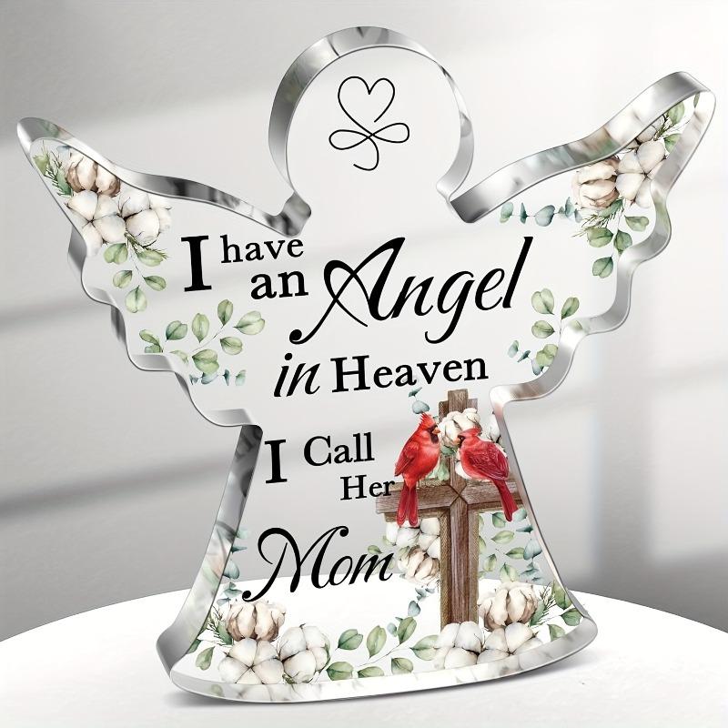 

2D Flat I Have An Angel in Heaven, I Call Her Mom Angel Acrylic Desk Decor Plaque, Suitable for wall decoration, porch, room, villa, accents Home, H 10*10CM