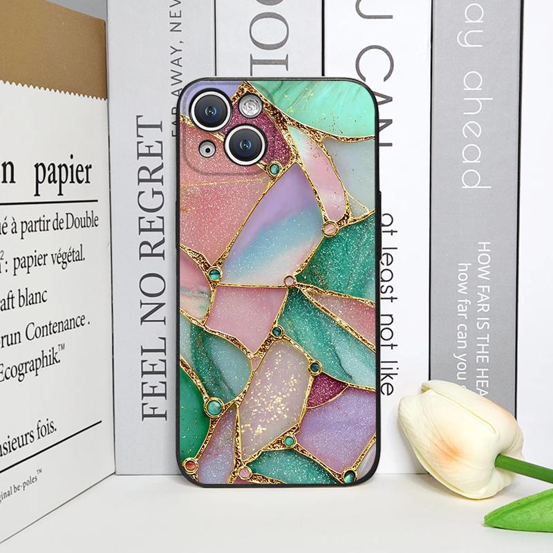

vintage Art Green Marble Texture Printed Phone Case for iPhone 17 16 12 11 14 13 15 Pro Max Mini XS MAX XR 7 8 14Plus Soft Cover iPhone 16 Pro
