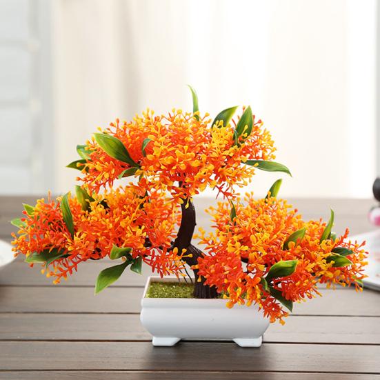 1 plante artificielle en pot, arbre à fleurs, décoration pour la maison, le bureau, le jardin, les bonsaïs