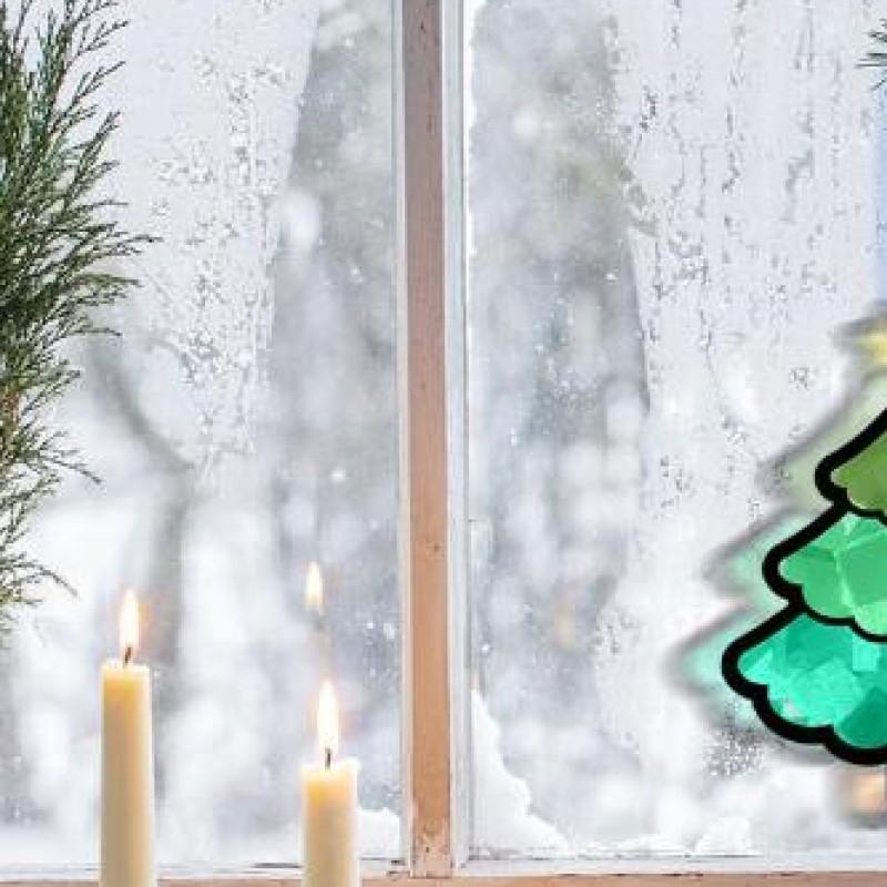 

32 Pcs Xmas Tree Suncatchers Crafts Tissue Paper Stained Glass Kits Bulk for Christmas Holiday Home Window Art Decor China Mainland