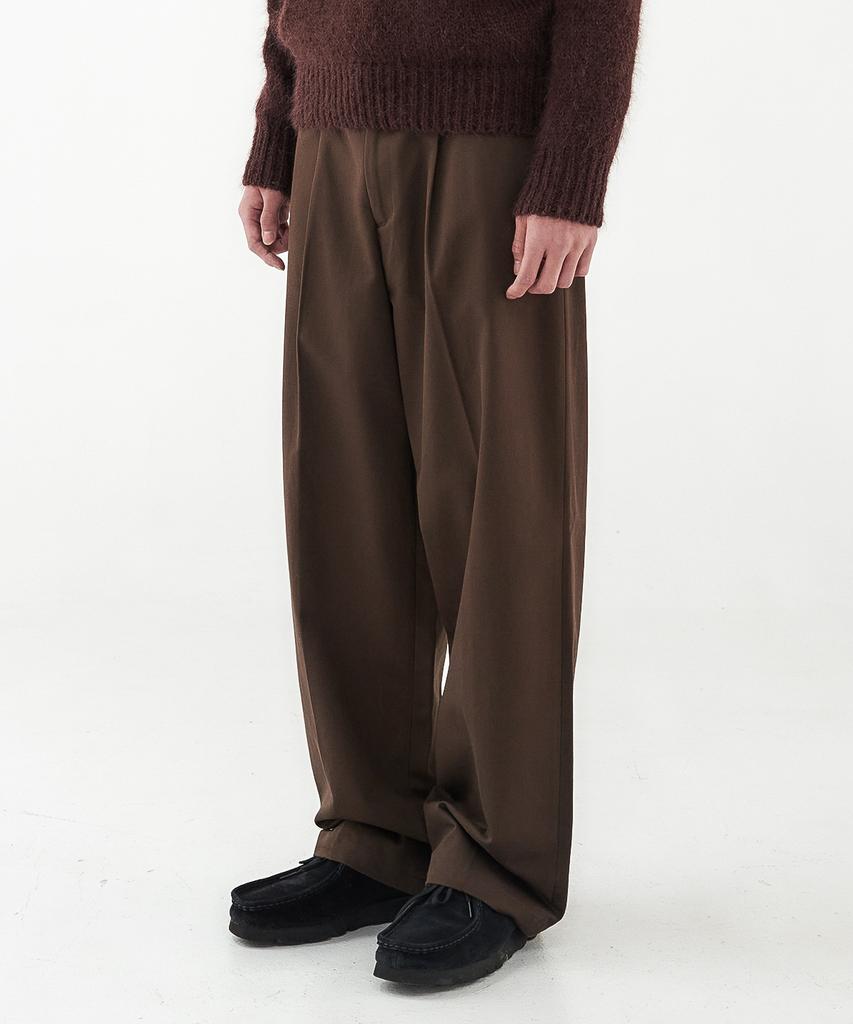 Leondi Straight Tuck Loop Pants - Brown