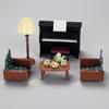 Dollhouse Miniature Piano Sofa Scene: Pretend Play Toy