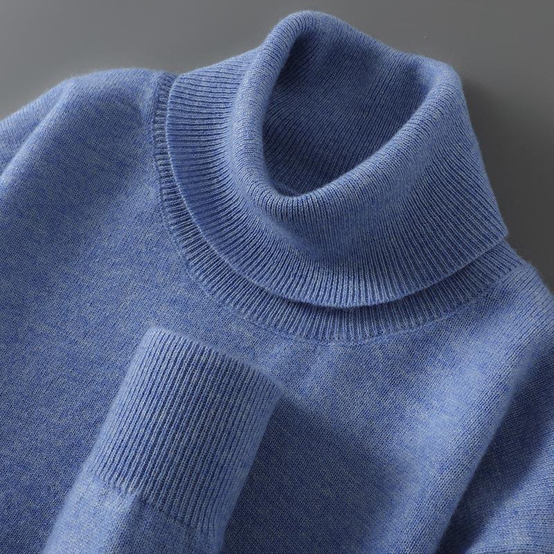 

Men s High Neck Casual Loose Knit Wool Sweater, 100% Pure Wool, Autumn/Winter Style Medium