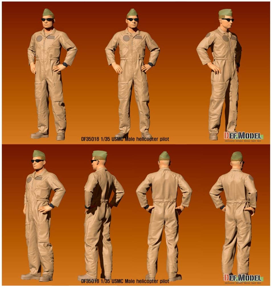 Def Model Modern US Marine Corps USMC Helicopter Pilot Male Model Resin Kit DF35018 1/35 (Standing Statue)