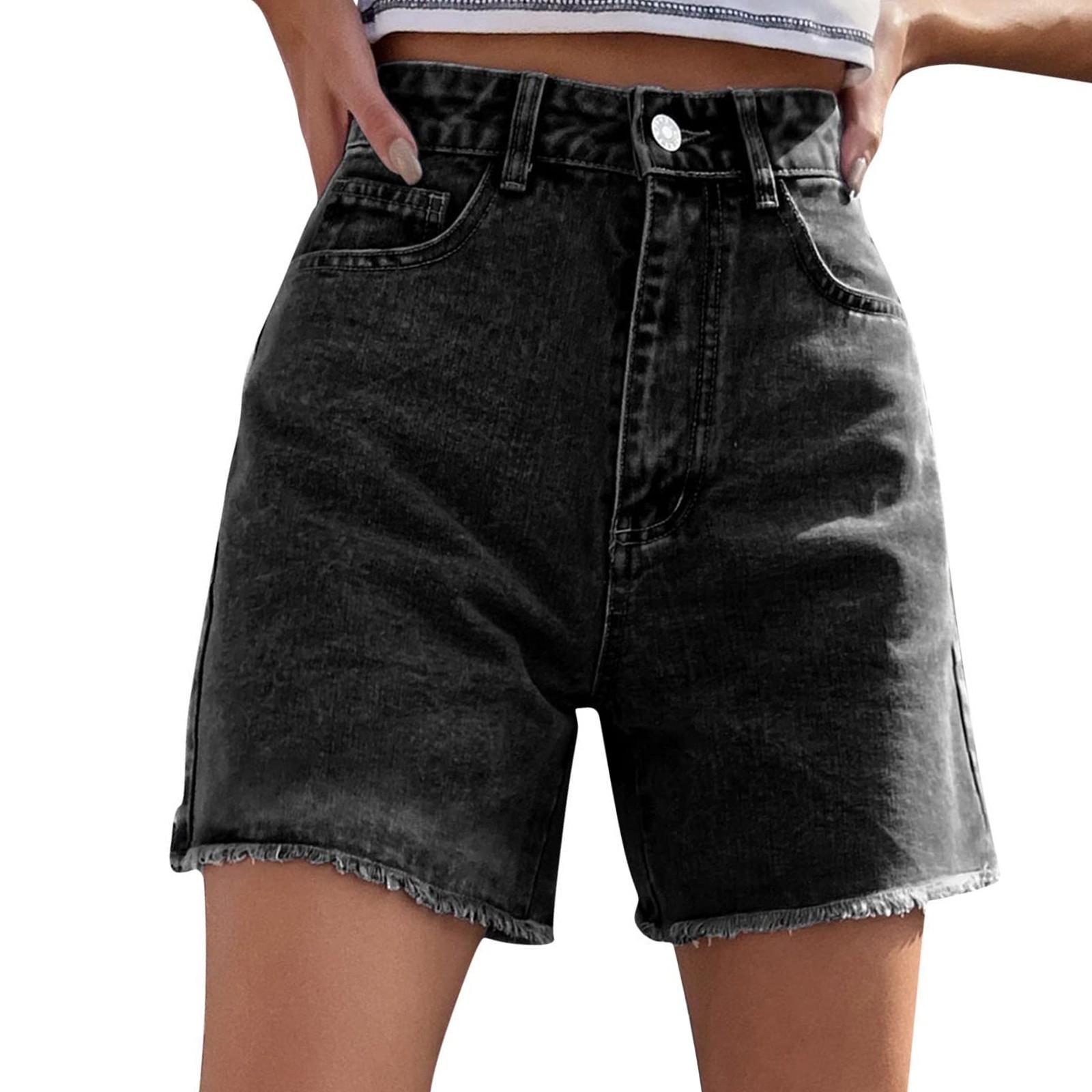 

Женские джинсовые шорты с высокой талией, летние рваные шорты, повседневные шорты с карманами S