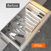 M-Modern-Cutlery Drawer Organiser, Expandable Utensil Tray For Kitchen, Adjustable Silverware And Flatware Holder Durable White
