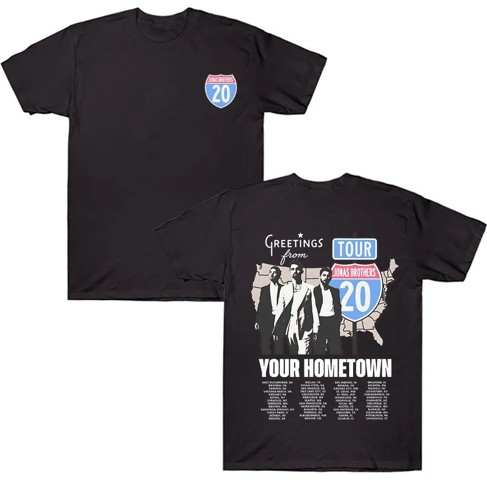 

Vintage Band TShirt Harajuku Streetwear Jonas Brothers Greetings From Your Hometown Route 20 Tour Tee Unisex Summer Cotton Top S