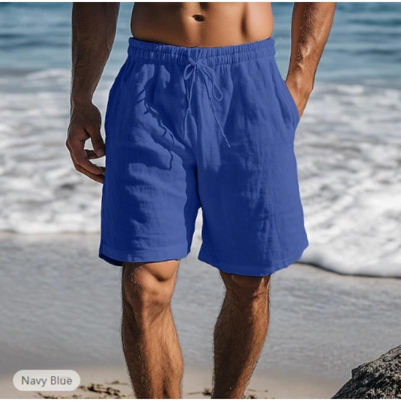 

Брюки длиной три четверти прямого кроя с эластичной талией на кулиске, однотонные, дышащие, повседневные, пляжные, мужские шорты XXXL темно-синий