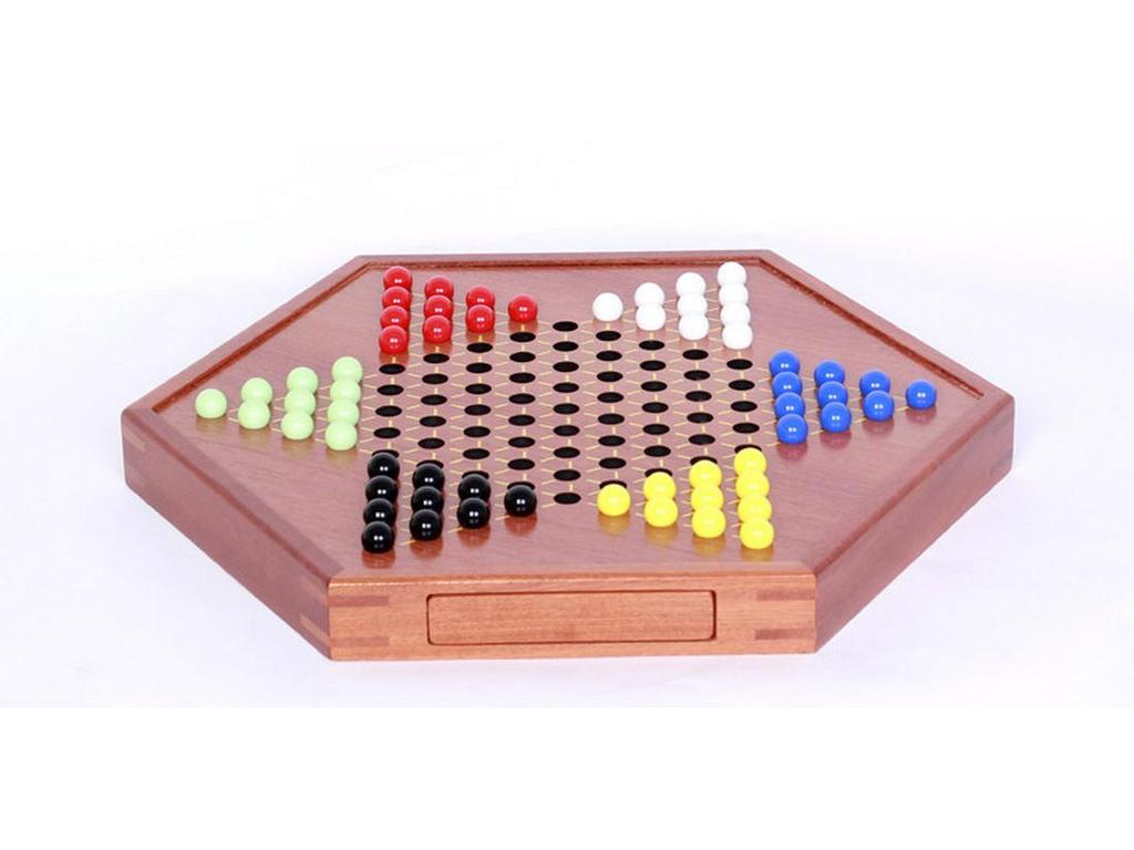 Checker Glass Marbles Wooden Tabletop Game, Chess, Card Game, Competitive Puzzle Toy with Drawer-style Storage.