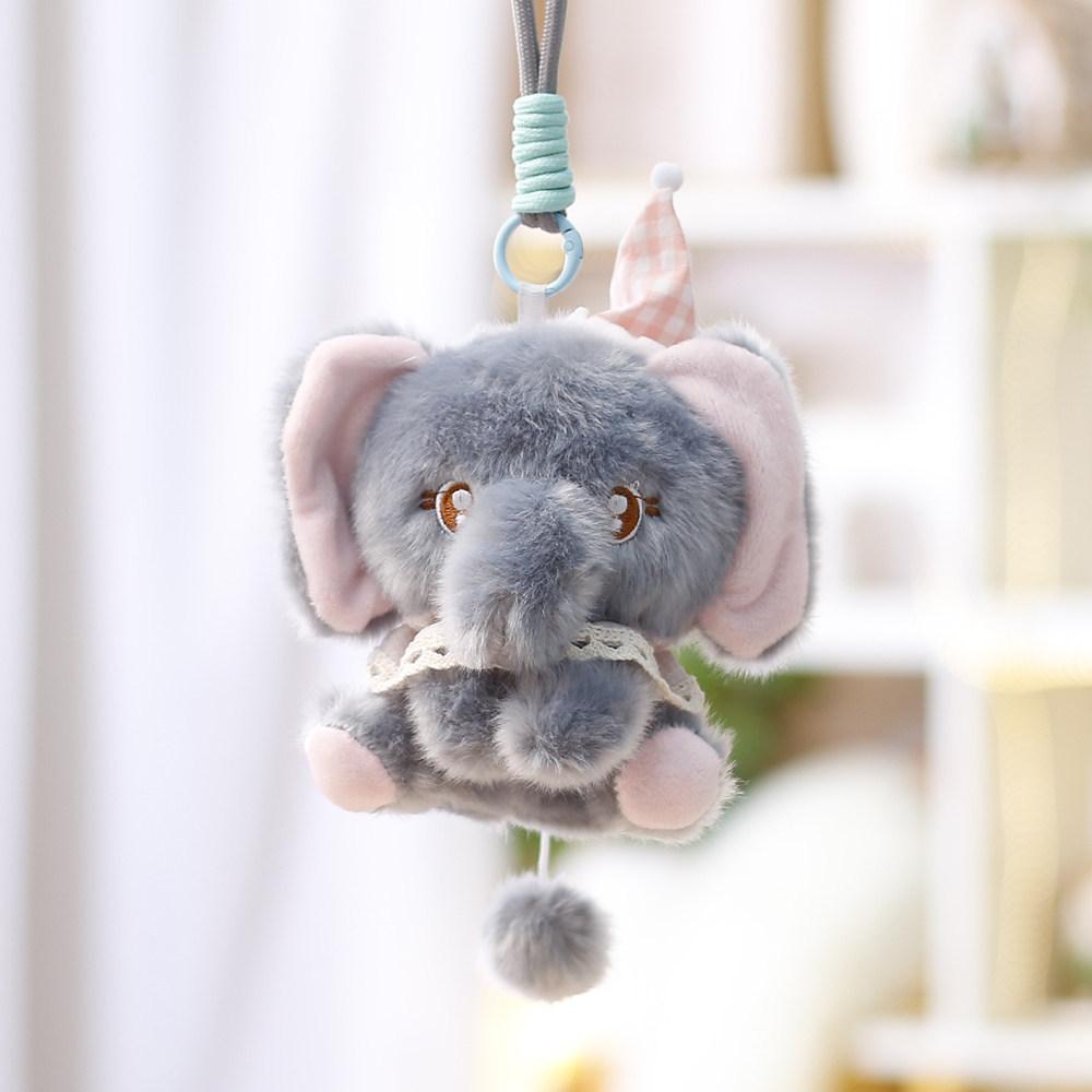 Plüschelefant mit Satin-Schal für Mädchen, Geschenk und Taschen-Schlüsselanhänger-Dekoration