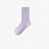 Female Spring and Autumn Pure Cotton Pure Color Antibacterial Deodorant Comfortable Boneless Tube Moon Socks