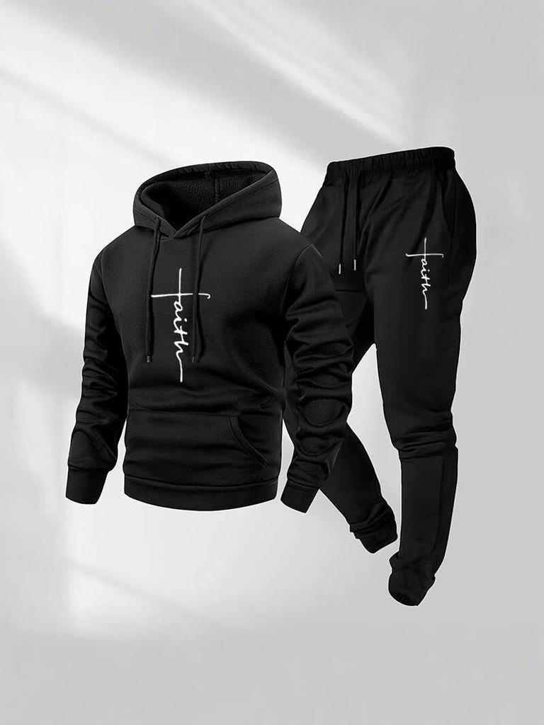 Men's Trendy Casual Two-Piece Hoodie Set - Spring/Autumn Plus Velvet