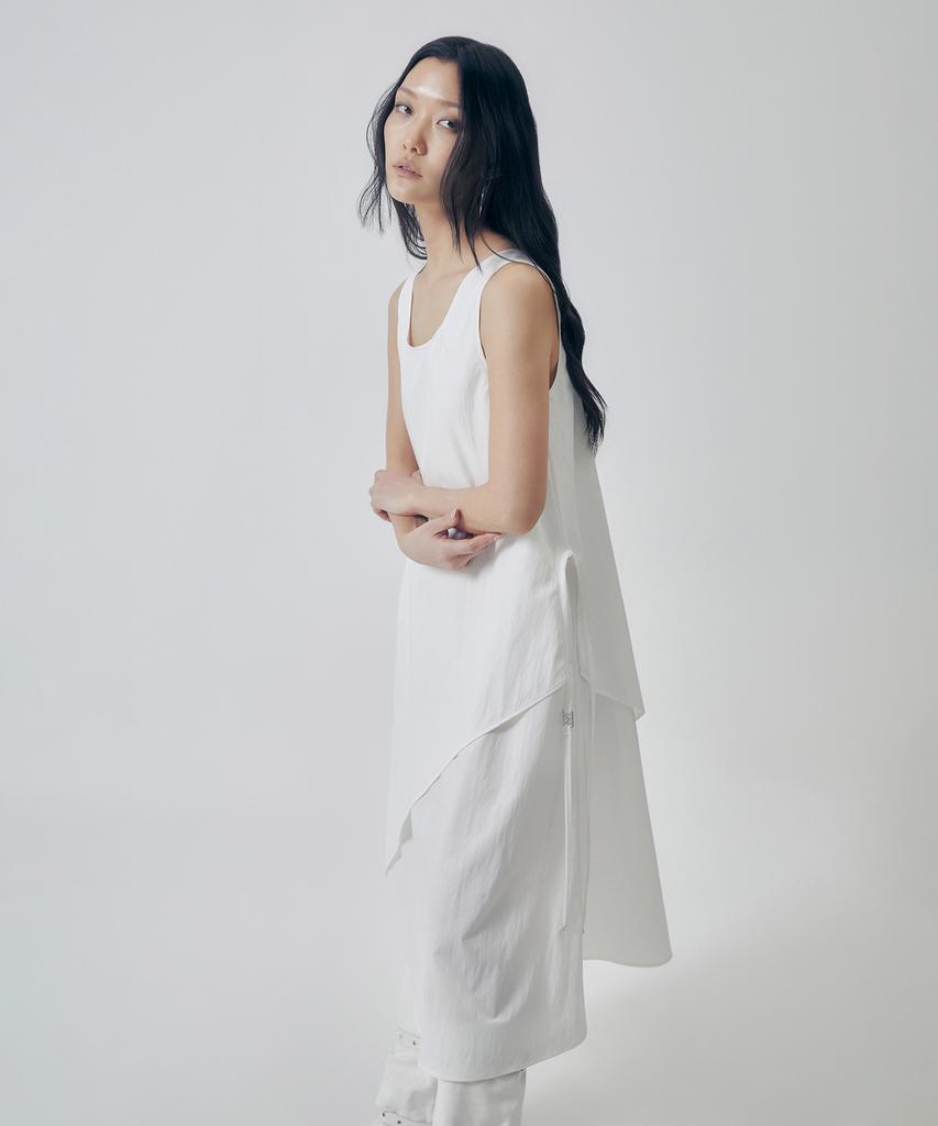 Teulimingbeodeu Layered Asymmetric Draped Dress [ White ]
