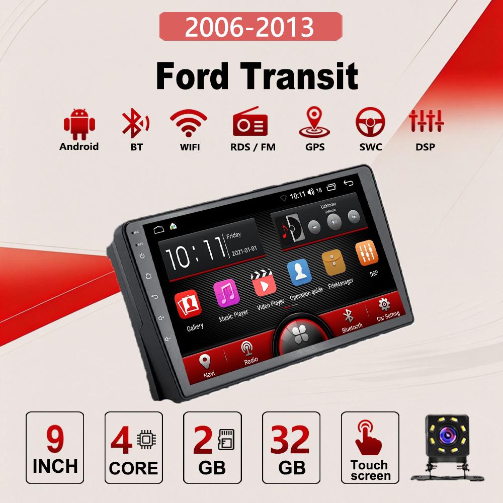 2Din Android Car-Play Car Radio,Ford Transit 2006-2013,Multimedia Player Head Unit Stereo GPS Navigation BT WIFI,2+32GB