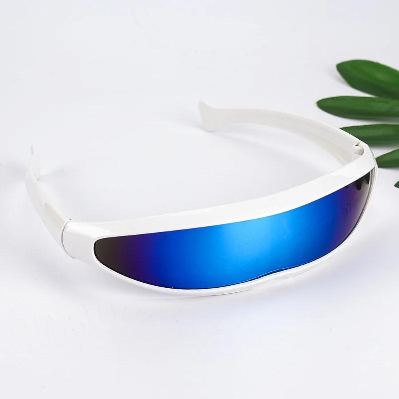 New Futuristic Narrow Cyclops Sunglasses Laser Eyeglasses Uv400 Personality Mirrored Lens Costume Eyewear Men