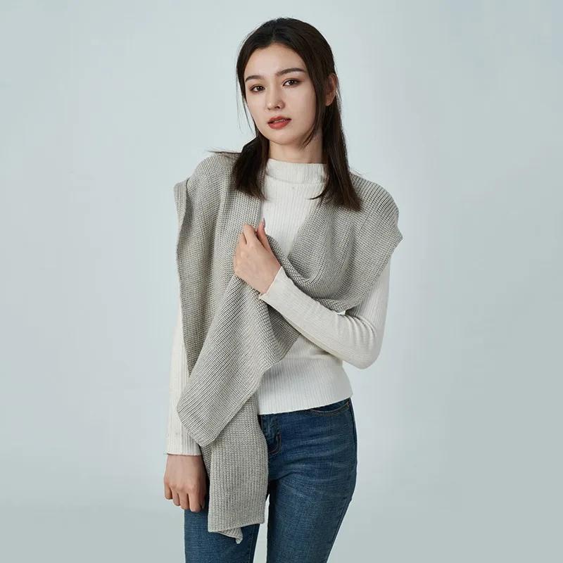 Women's Cashmere Knitted 3-in-1 Rectangle Scarf Hat Shoulder Warmer Multifunctional Versatile Wrap Warm Autumn Winter Accessory