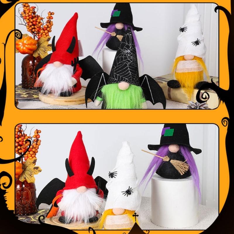 Witch Bat Facelesses Old Man Doll for Home Decoration Stylish Halloween Theme Accessories Festives Party Ornament