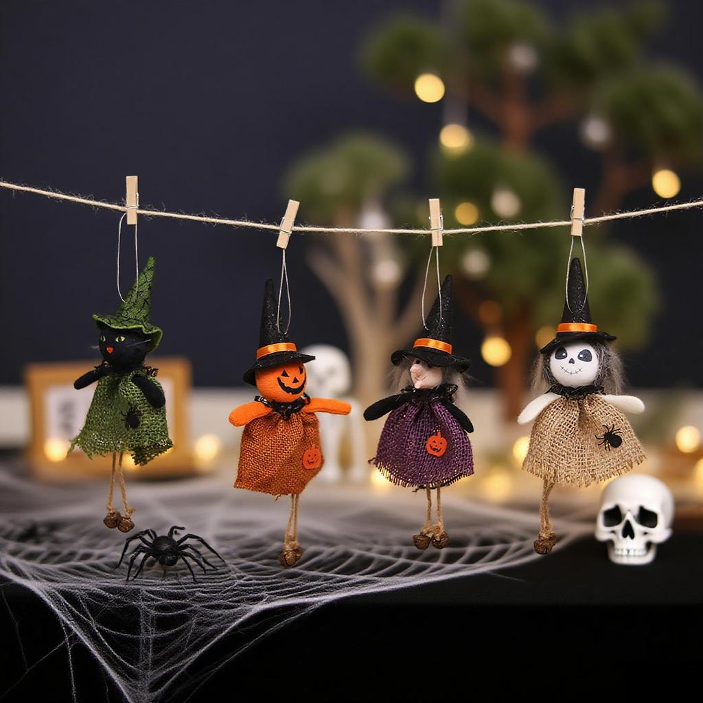 Cartoon Burlap Elf Pumpkin Doll Pendant for Halloween Decorations and Scene Dressing