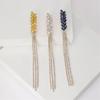 Elegant Women's Brooch with Long Thread Lapel Pin Stylish Wheat Ear Jewelry Flowing Fringe Sparkling Crystal Lapel Pins