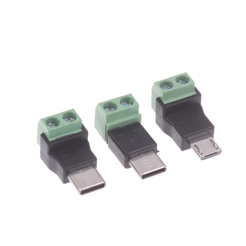 1/3Pcs 5V Solderless Green Charging Adapter Type C/Micro Male To 2 Pin For Toy Intelligent Devices Phone And Computer