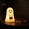 Festival Atmosphere Supplies Cute Ghost Holding Pumpkin Bucket Table Lamp, Halloween Spooky Bedside Christmas Eve Party Small LED Night Light