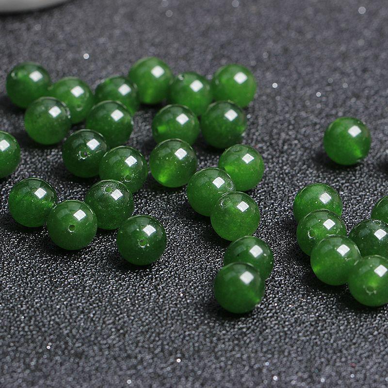 Natural Green Hetian Jade & Agate Loose Beads for DIY Bracelets, Necklaces & Sweater Chains 6mm