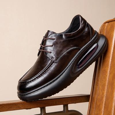 Spring New Air Cushion Men's Shoes Genuine Leather Business Casual Leather Shoes Men's British Thick-soled Breathable Height-increasing Single Shoes
