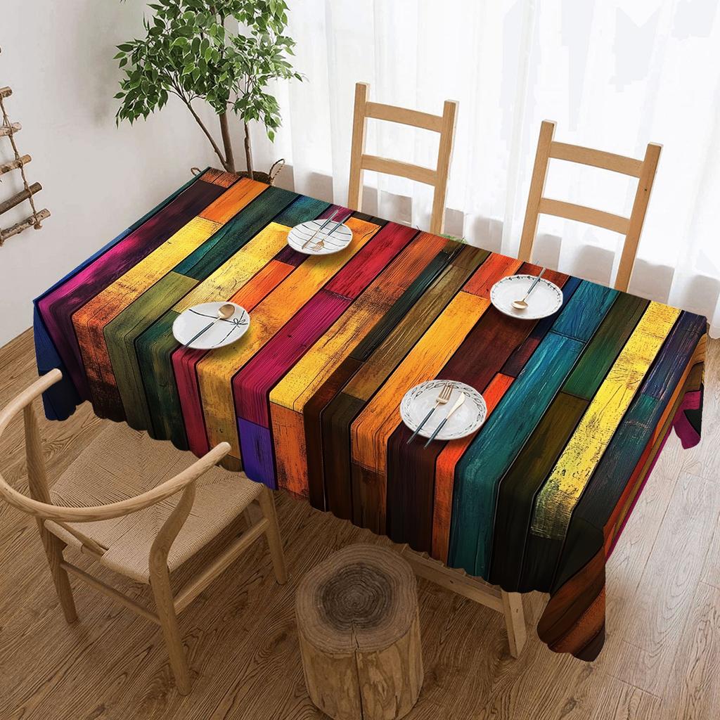 Independence Day Flower Wreath Waterproof Rectangular Tablecloth Red Blue Flower Star USA Flag Tables Cover for Dinner Kitchen