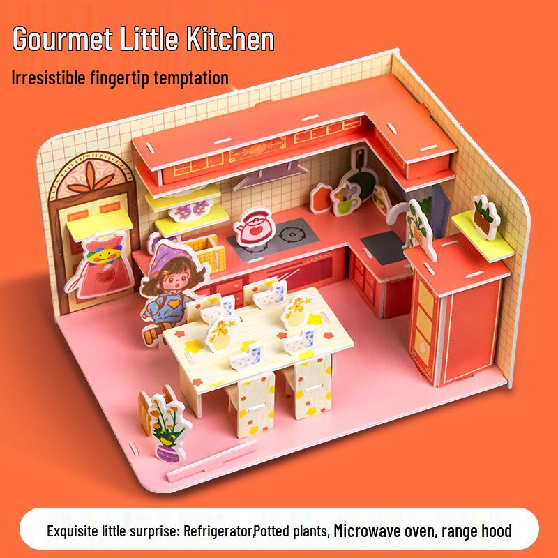 3D Stereoscopic Small House DIY Puzzle for Kids Ages 3-6 - Educational Paper Craft Toy
