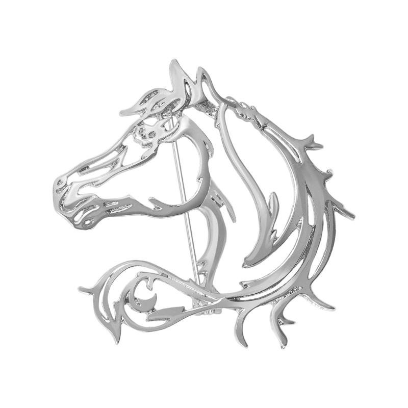 

Sleek Horse Design Alloy Brooch Double Color Option Smooth Polished Safety Lapel Pin Everyday Jewelry Piece