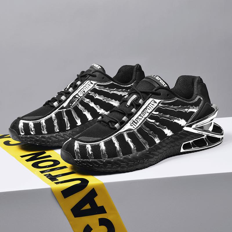 Scarpe da corsa su strada con ammortizzazione ad aria da uomo, tomaia traspirante, scarpe sportive leggere e alla moda per camminare, oro e argento st