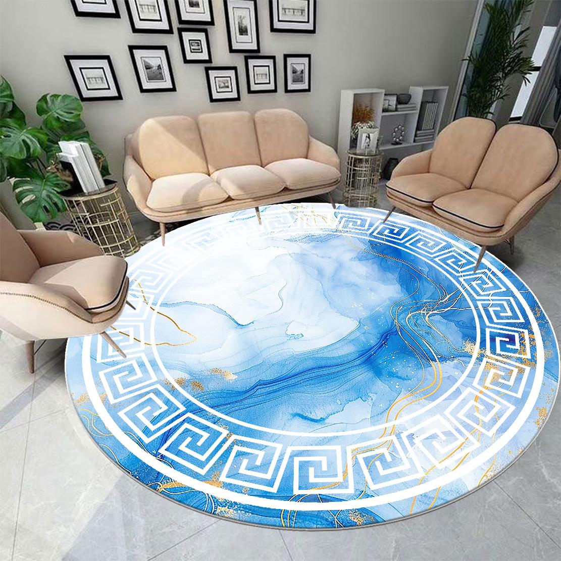 

Современный ковер в гостиную в стиле легкой роскоши, круглый, для украшения дома, моющийся, для комнат, большой площади, для лаунжа, нескользящий коврик для пола 60cm 23.62 in