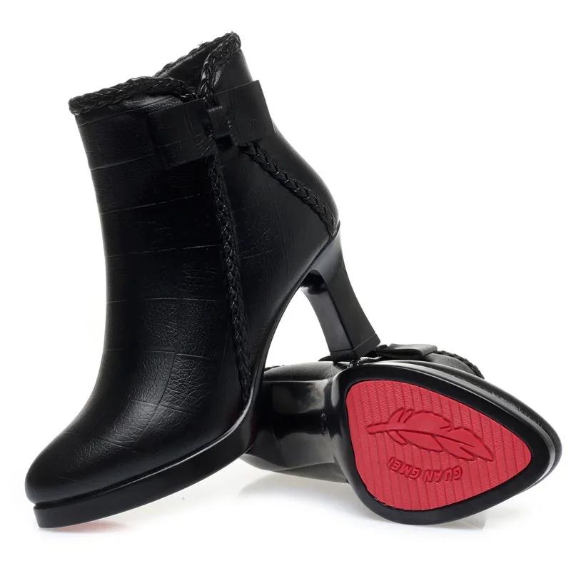 Fashion Autumn Women's Platform Shoes New Plus Velvet Stiletto Heel Heeled Ankle Boots Winter Versatile Pointed Toe Warm Short Boots